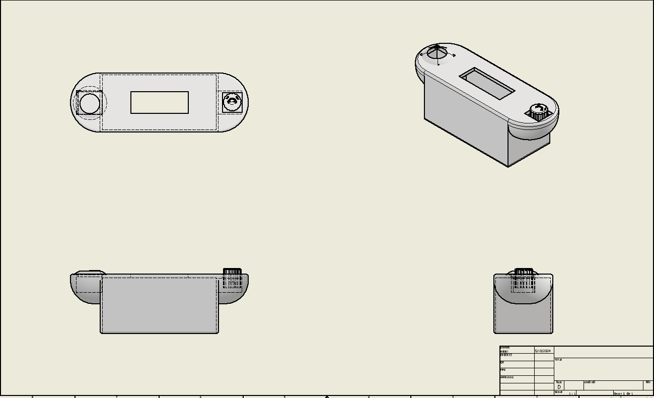 Transmitter: handheld controller with LCD and potentiometers