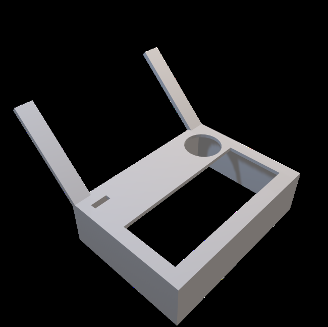 3D model render of the screen-side enclosure